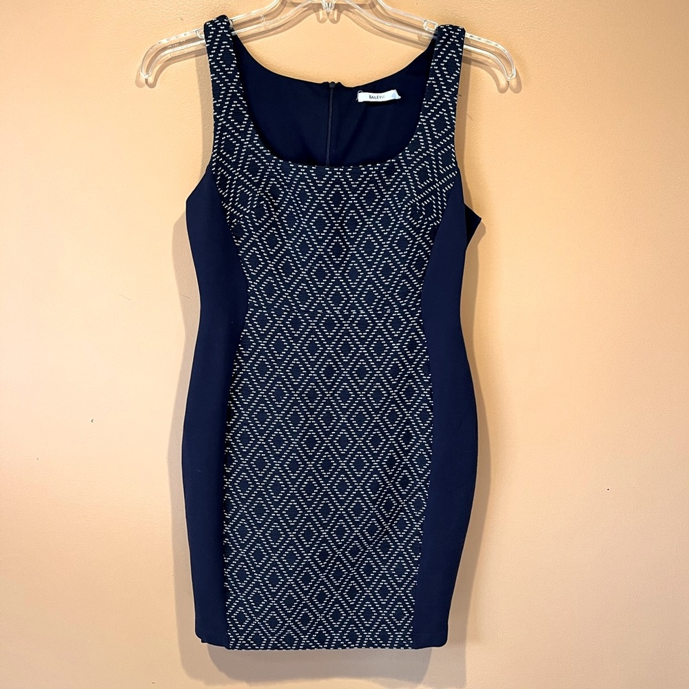 Bailey 44 Blue White Sleeveless Form Fitting Body Con Dress
